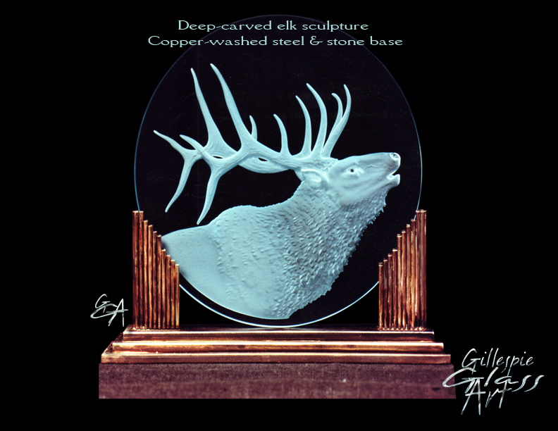Gillespie Glass Art Elk Sculpture