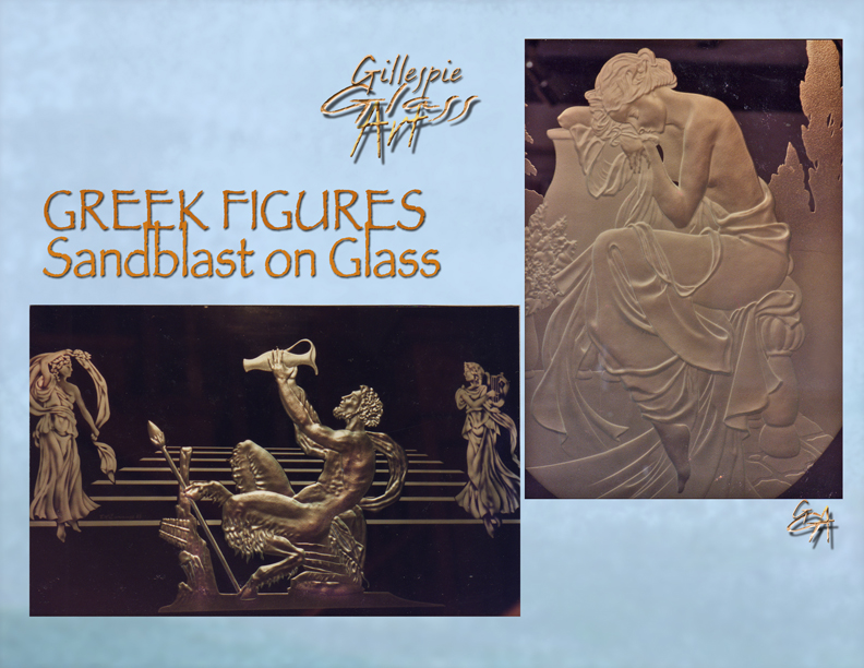 Gillespie Glass Art Grecian figures